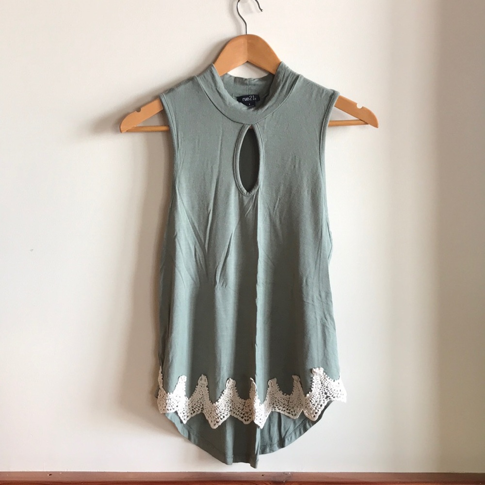 High neck olive blouse